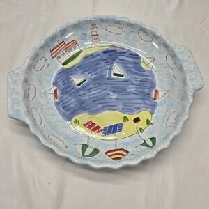 Mesa International Handcrafted in Hungary Coastal Lighthouse Serving Platter 14"